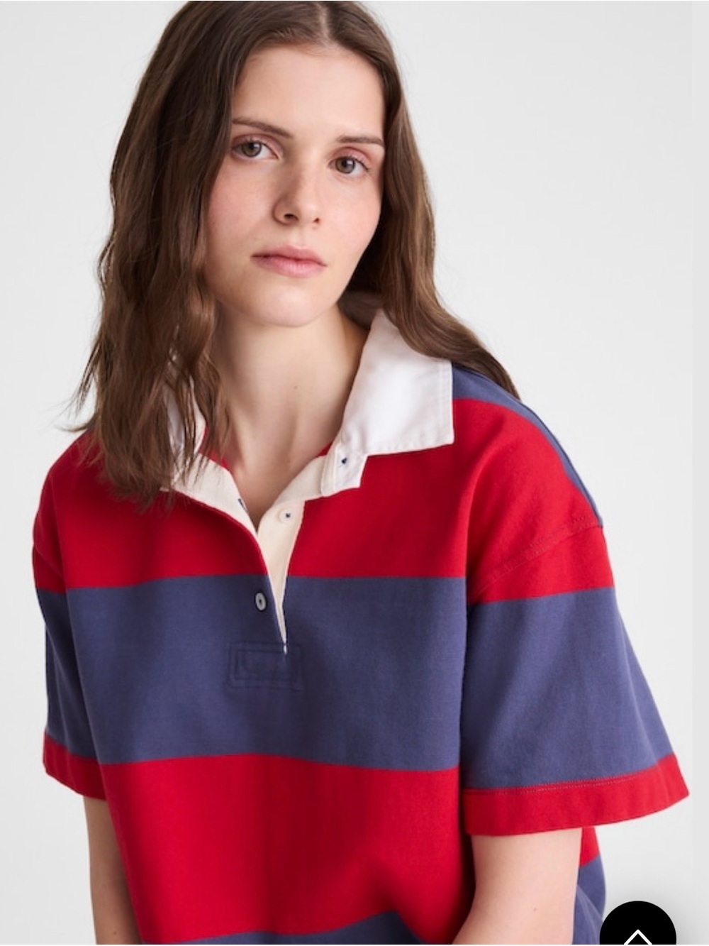 Madewell NWT Boxy Rugby Polo Red, Blue & White Striped. XS OA313